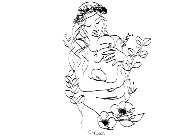 Illustration maman & bébé A4
